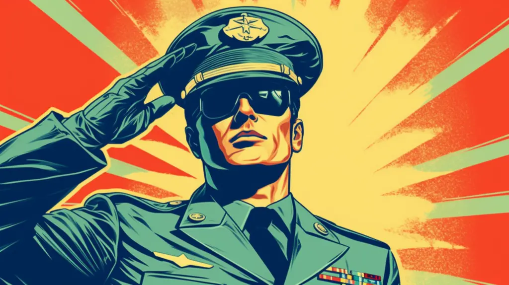 Pop Art Illustration of a Military Man Saluting